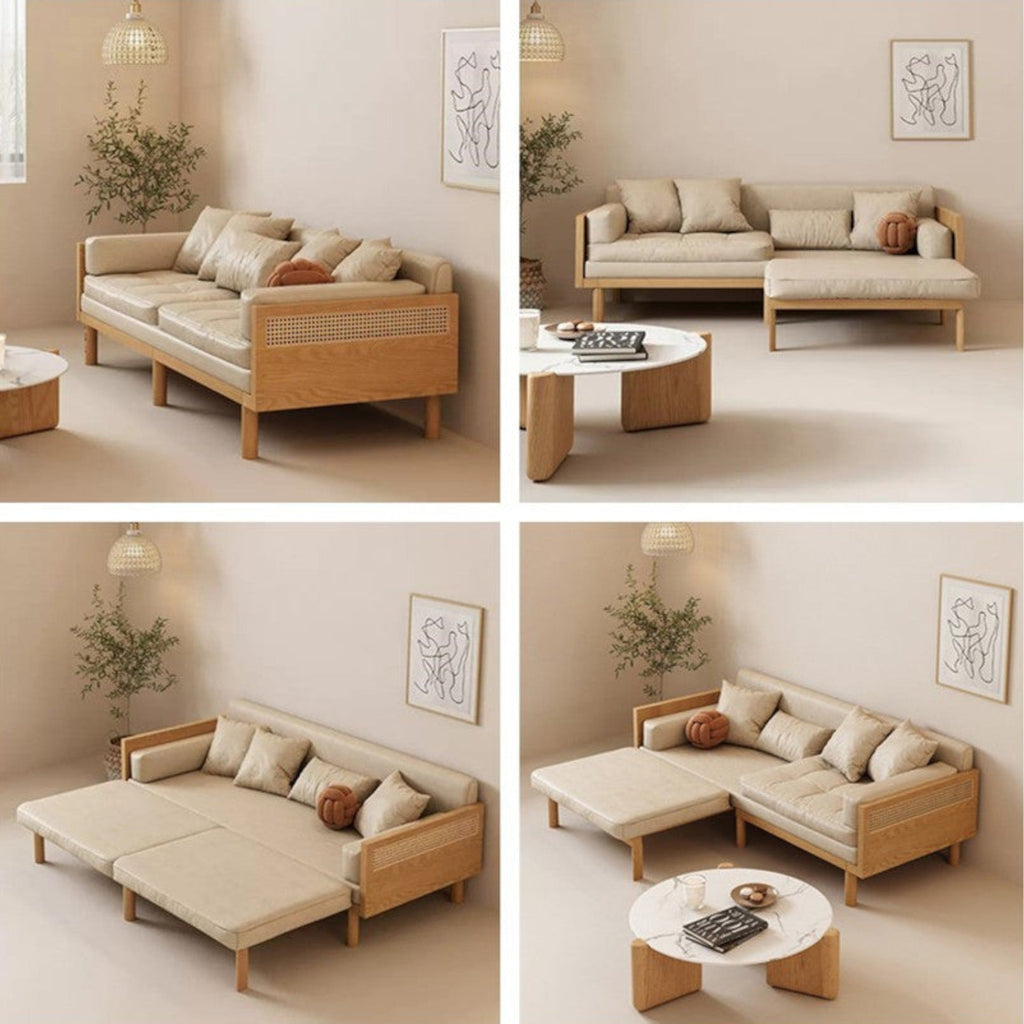 Nismaaya Multifunction Pull Out Sofa Cum Bed Solid Wood Frame