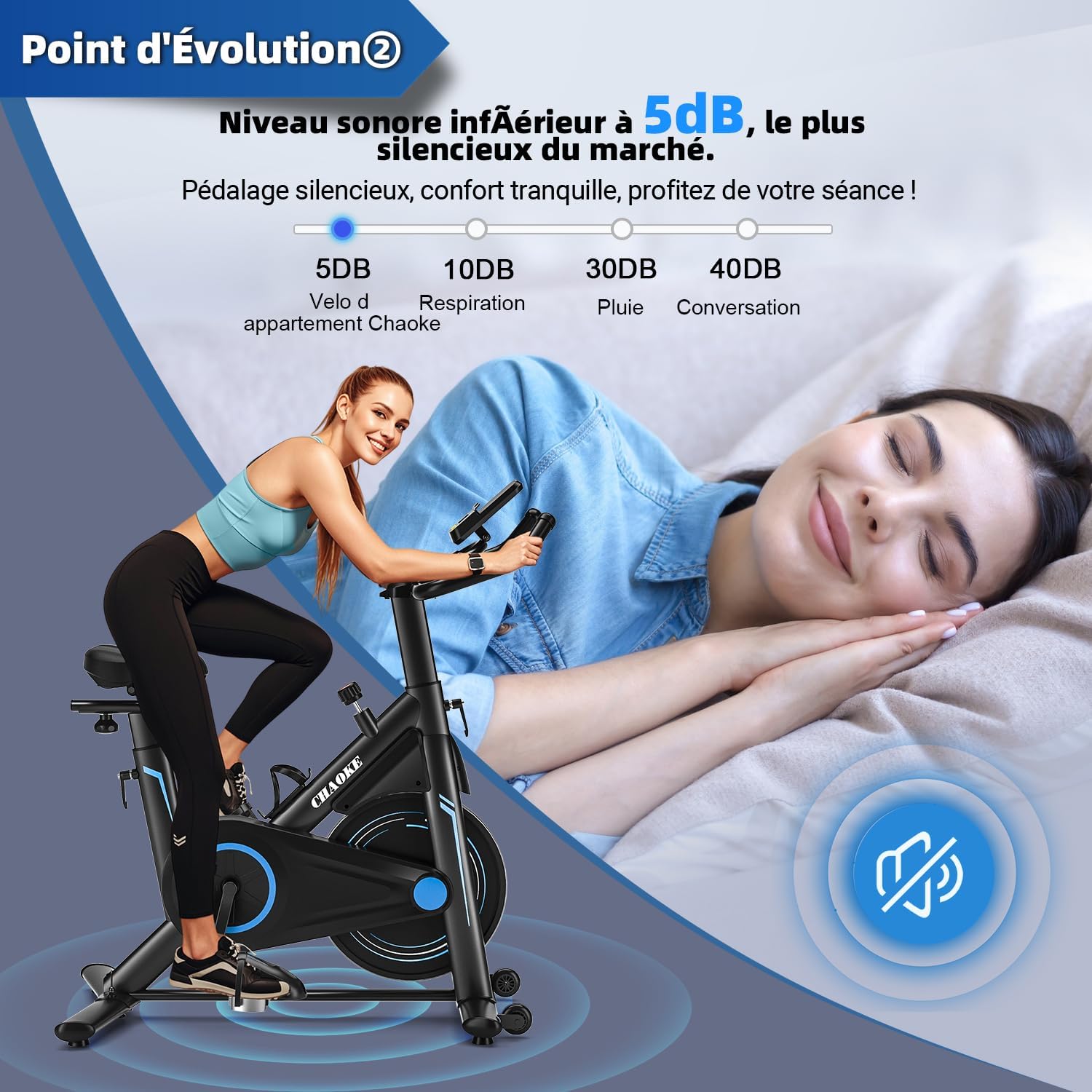 Velo d Appartement Silencieux avec Résistance Magnétique Réglable, Vélo d'appartement avec APP, Vélo d'exercice Moniteur LCD, Siège Confortable, Pour Entraînement Cardio, Capacité 160KG