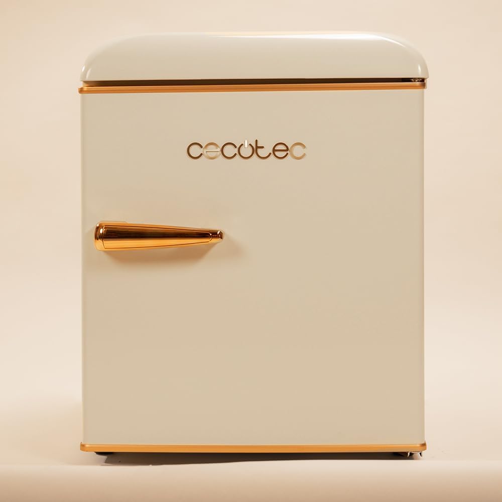 Mini Frigo Bolero CoolMarket TT Origin 45 Beige E. Réfrigérateur Hauteur 55cm et Largeur 44,7cm, Classe Énergétique E, Bac à Glace et Poignée Chromée, Beige