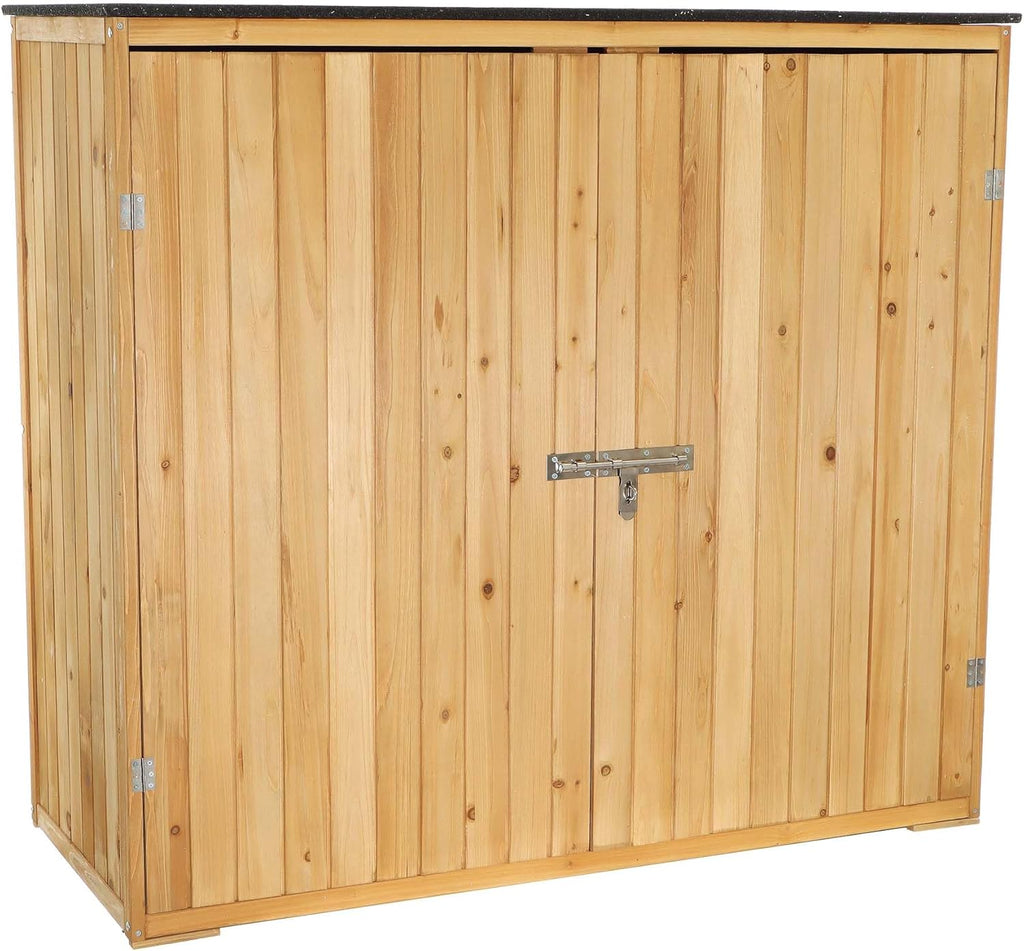 Wiltec Abri de Jardin – 1360 x 580 x 1270 mm – en Bois Verni – avec Toit revêtu par PVC et 2 Portes – Cabane Remise pour Rangement Outils pour Jardin, Terrasse & Balcon