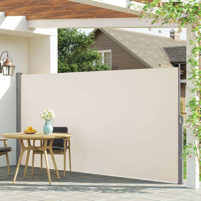 Store Latéral 160 x 400 cm, Brise-Vue Rétractable, Auvent extérieur, Résistant aux Intempéries, pour Jardin, Terrasse,Gris foncé