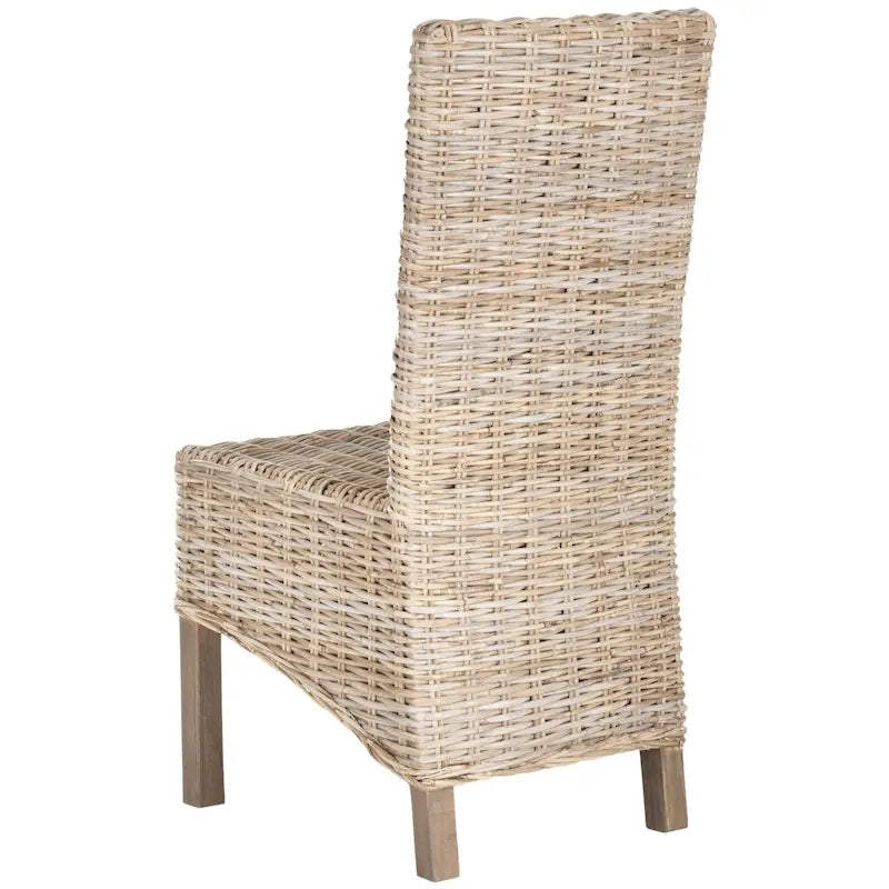 Lot de 2 chaises de salle à manger en osier naturel L 48 cm x P 56 cm x H 104 cm, style bohème côtier