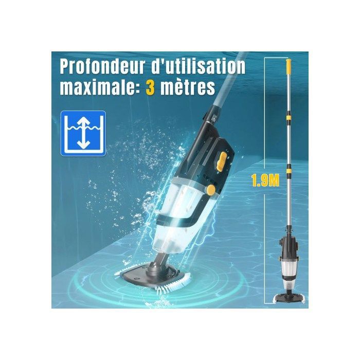 ALIGHTUP - Aspirateur de piscine électrique à main, Électrique  Nettoyeur de piscine, Nettoyeur à batterie, 230V, 33W - Bleu