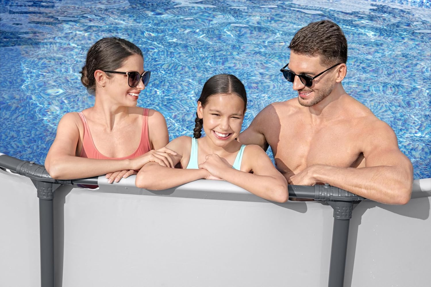 Bestway Steel Pro Max Frame Kit Piscine avec Pompe à Filtre Ø 305 x 76 cm, Gris Clair, Rond