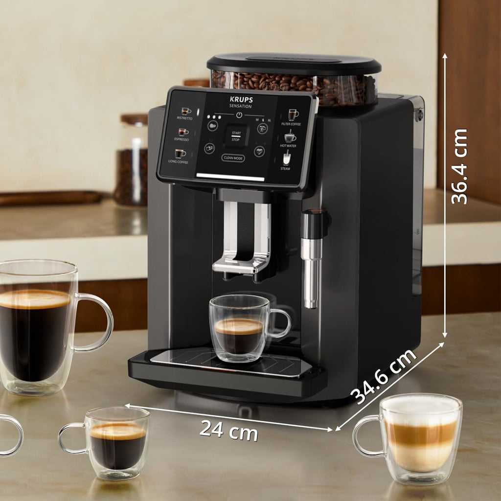 Sensation C50,Machine à café grains,5 Boissons en accès direct,Interface tactile couleur,Facile à utiliser,Nettoyage sans effort,Buse manuelle Cappuccino,Fabriqué en France EA910810 -