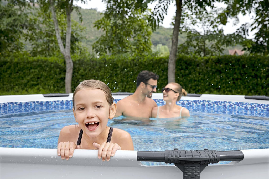 Bestway Steel Pro Max Frame Kit Piscine avec Pompe à Filtre Ø 305 x 76 cm, Gris Clair, Rond