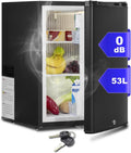 SMETA Frigo 12V 220V, Frigo Camping Car Chambre Silencieux 53L, Réfrigérateur avec Serrure et Porte Réversible, pour Caravane Van Aménagé Voiture Chambre Bureau Gîte, Noir