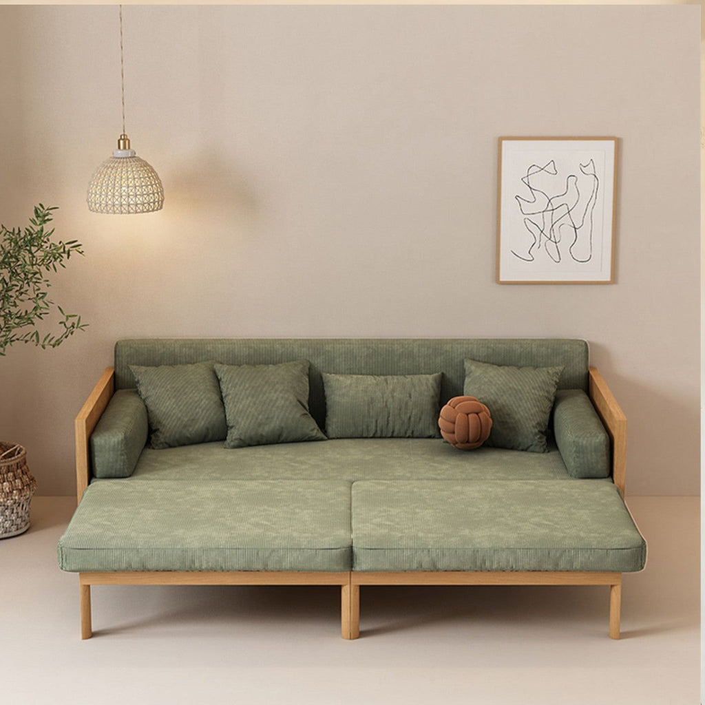 Nismaaya Multifunction Pull Out Sofa Cum Bed Solid Wood Frame