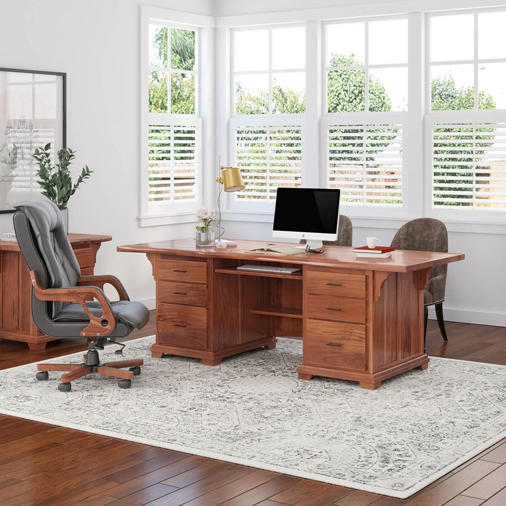 Nismaaya Ace Large Solid Wood Home Office Executive Desk