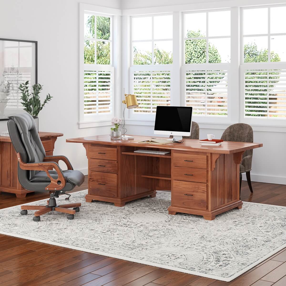 Nismaaya Ace Large Solid Wood Home Office Executive Desk