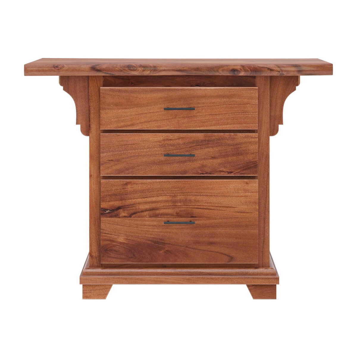 Nismaaya Ace Large Live Edge Top Solid Wood 3 Drawer Vertical File Cabinet