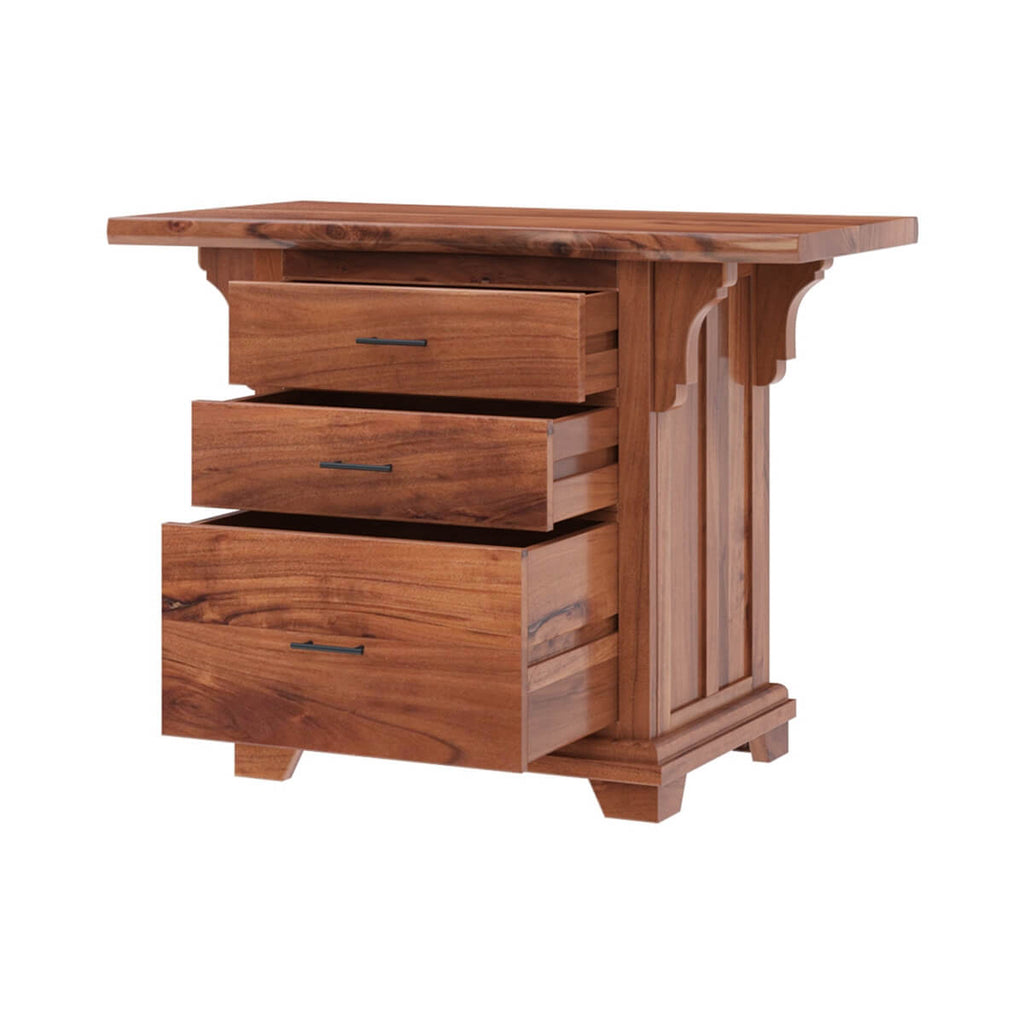 Nismaaya Ace Large Live Edge Top Solid Wood 3 Drawer Vertical File Cabinet
