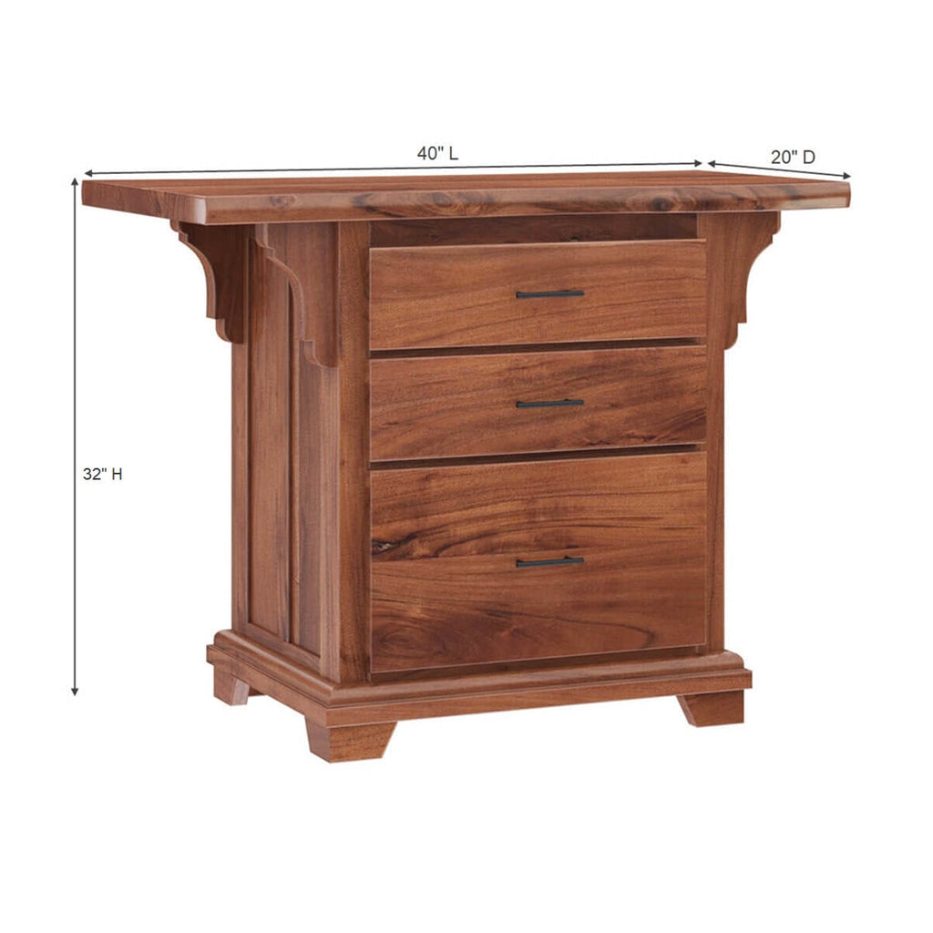 Nismaaya Ace Large Live Edge Top Solid Wood 3 Drawer Vertical File Cabinet