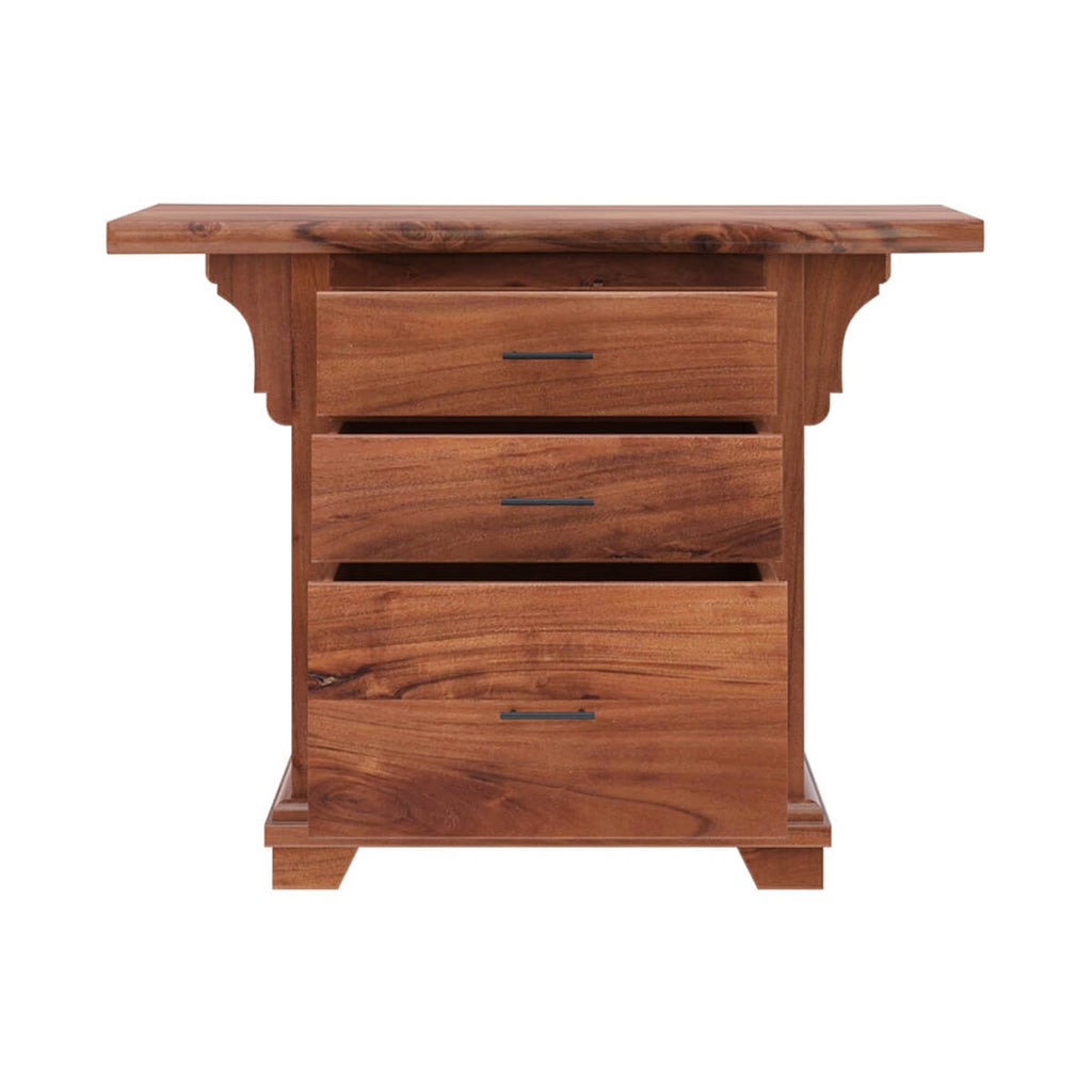 Nismaaya Ace Large Live Edge Top Solid Wood 3 Drawer Vertical File Cabinet
