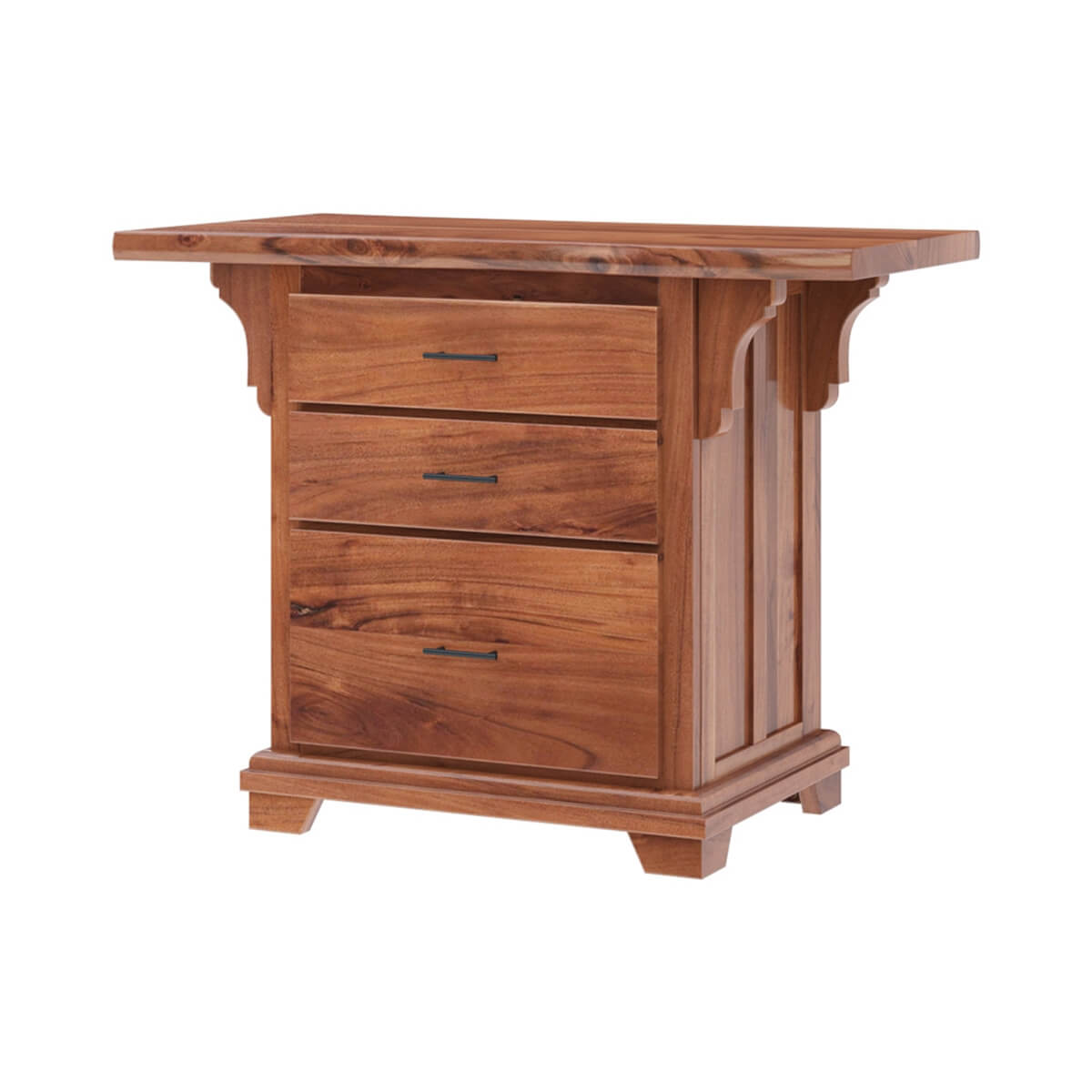 Nismaaya Ace Large Live Edge Top Solid Wood 3 Drawer Vertical File Cabinet
