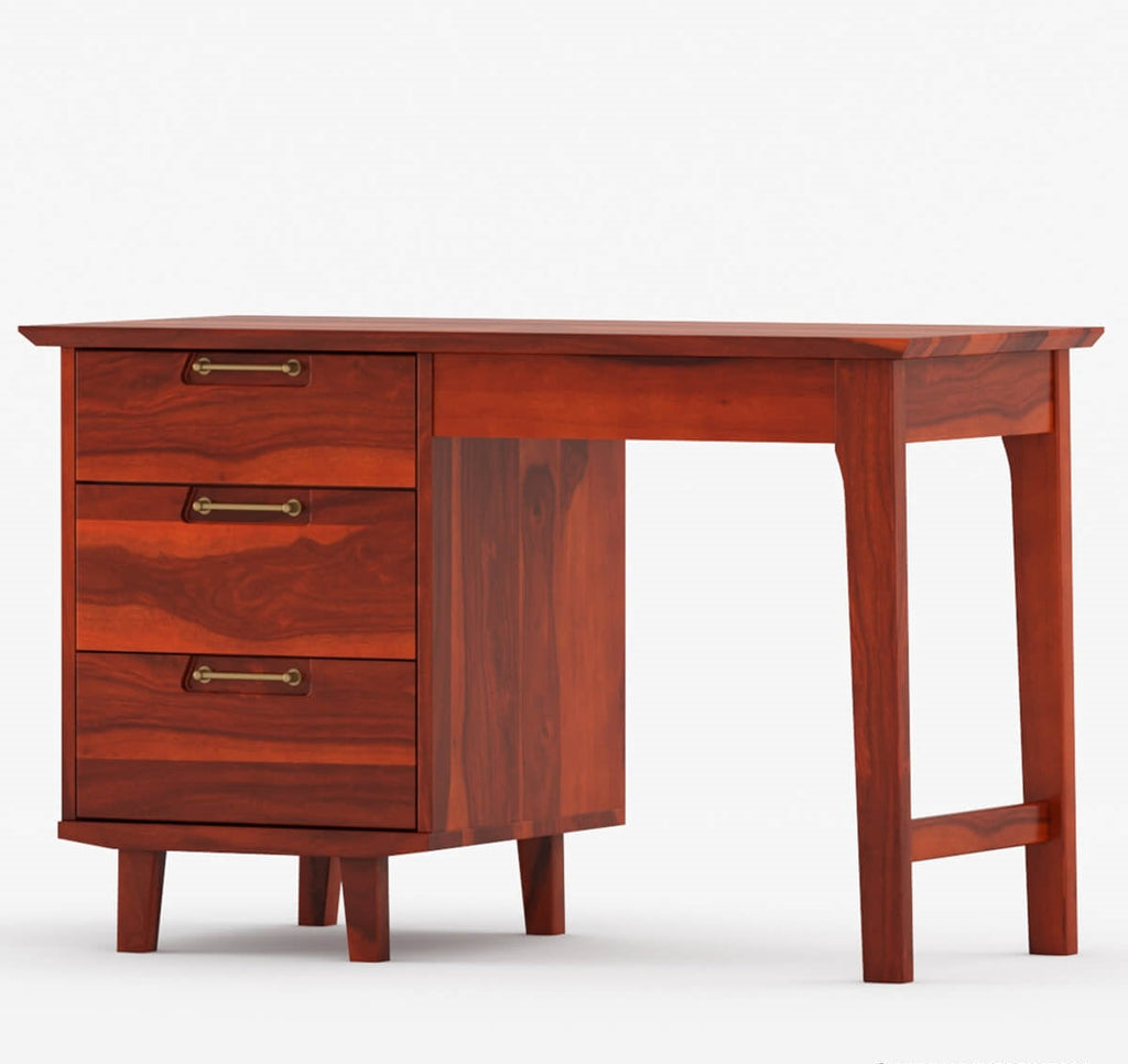 Adam Solid Sheesham Wood 3 Drawer Modern Study Desk