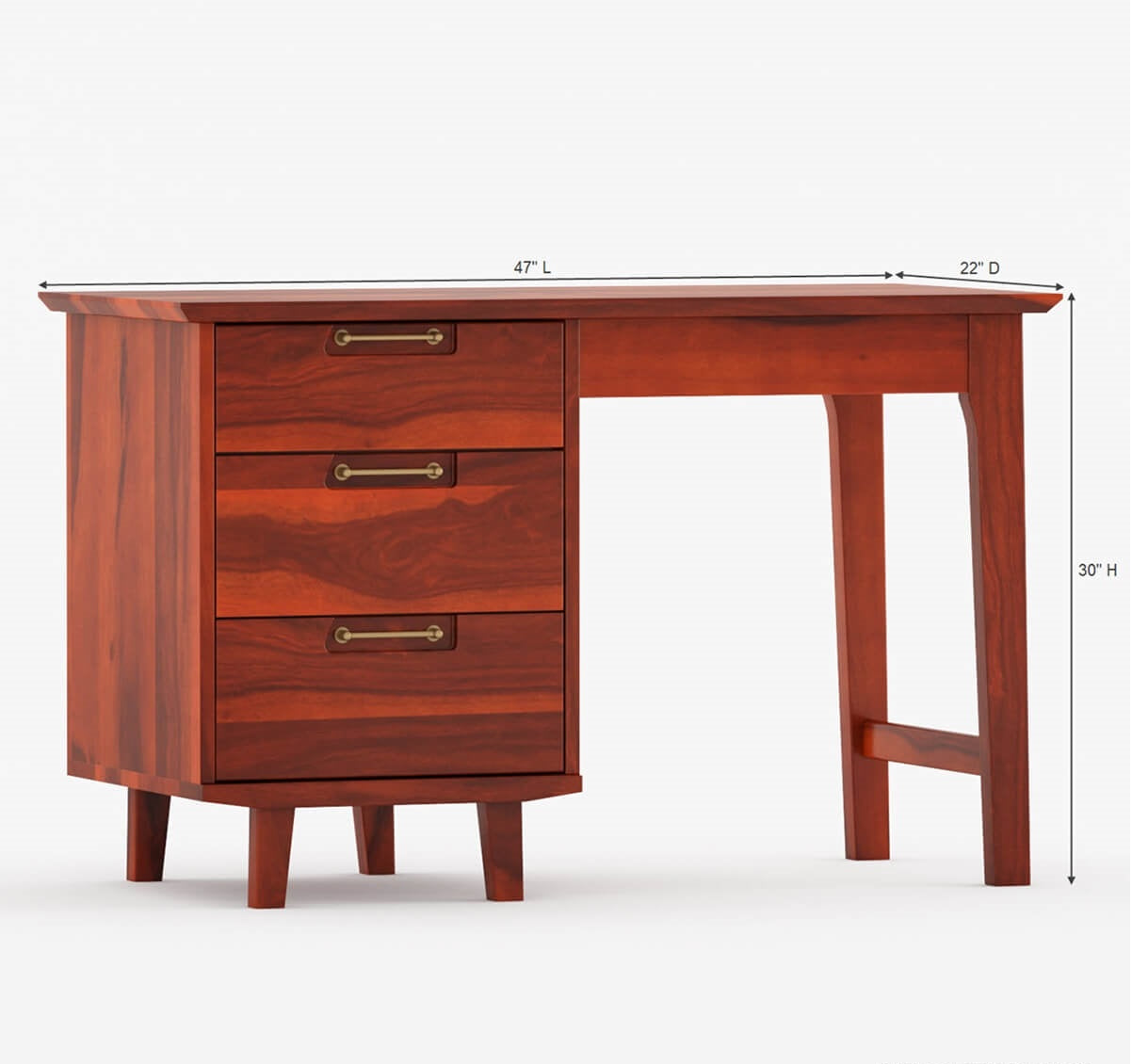 Adam Solid Sheesham Wood 3 Drawer Modern Study Desk