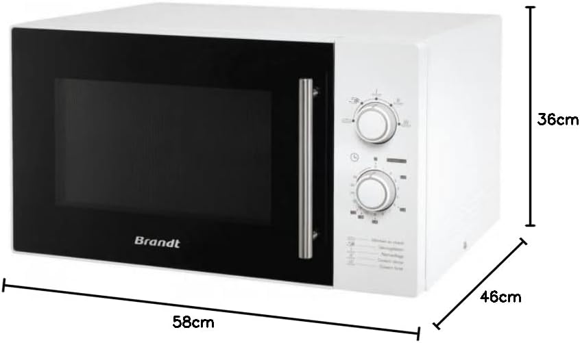 Brandt SM2602W Four à Micro Ondes Classique Pose Libre 26 L 900 W Blanc et Noir