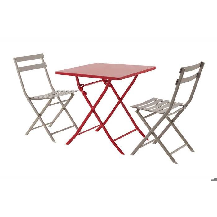 Table de jardin pliante carrée "Greensboro" pétrole 2 places en acier traité époxy - Hespéride