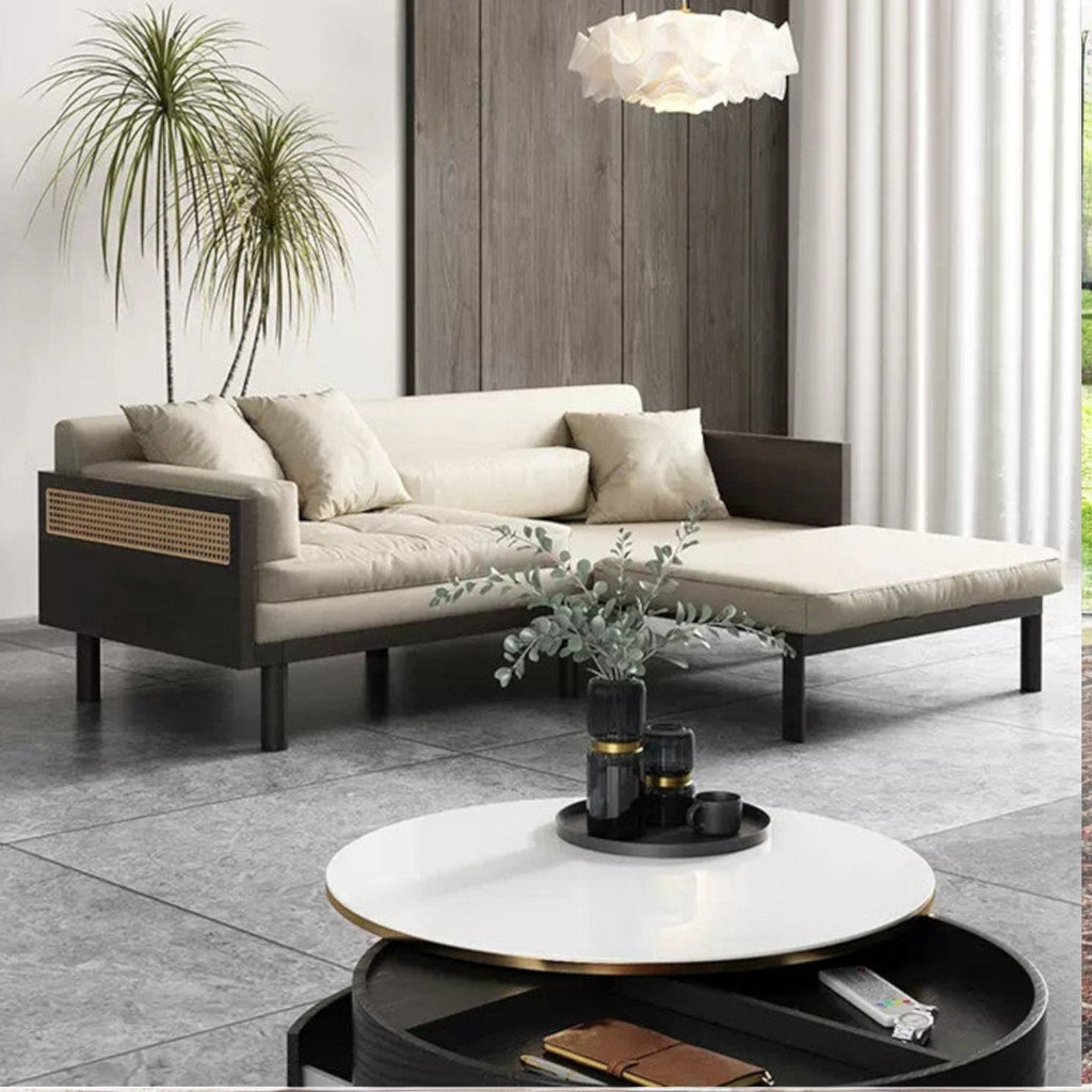 Nismaaya Multifunction Pull Out Sofa Cum Bed Solid Wood Frame