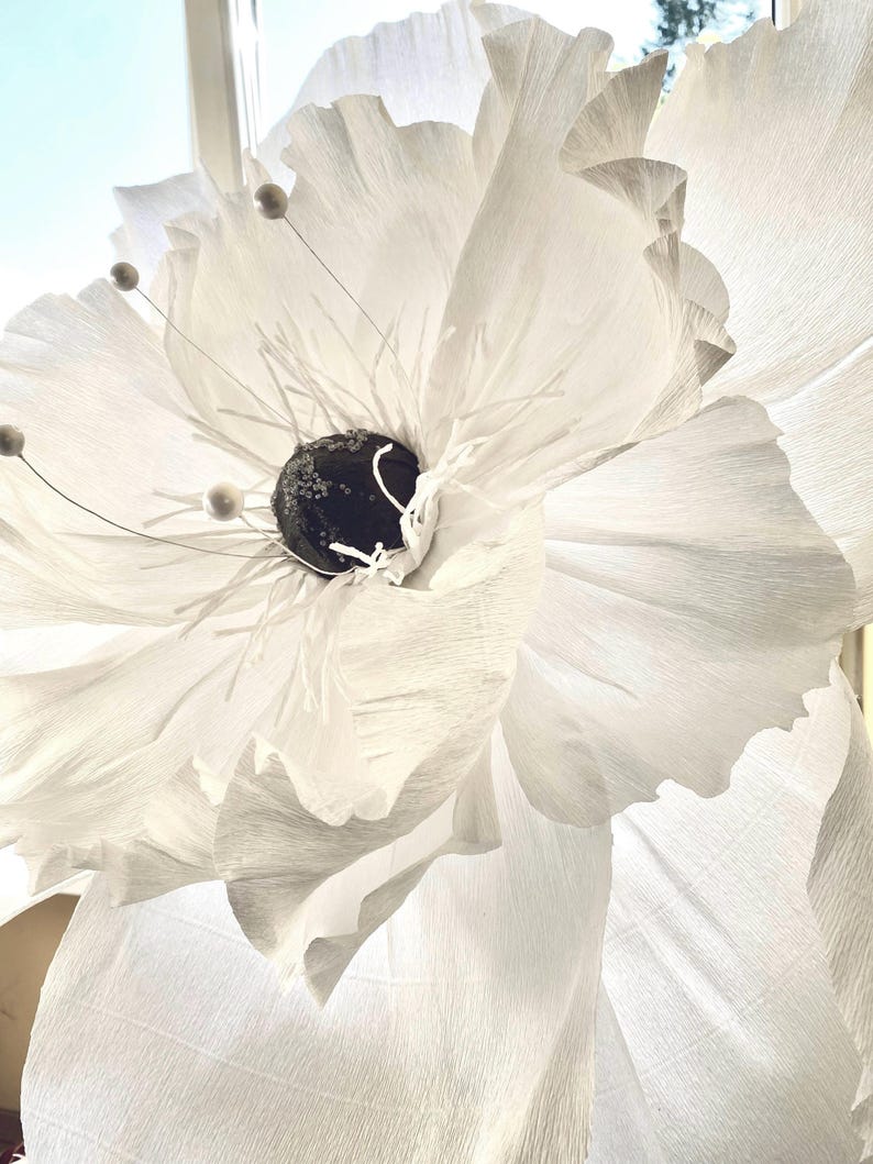 Amapola gigante de papel crepé, 1,8 m, decoración para bodas