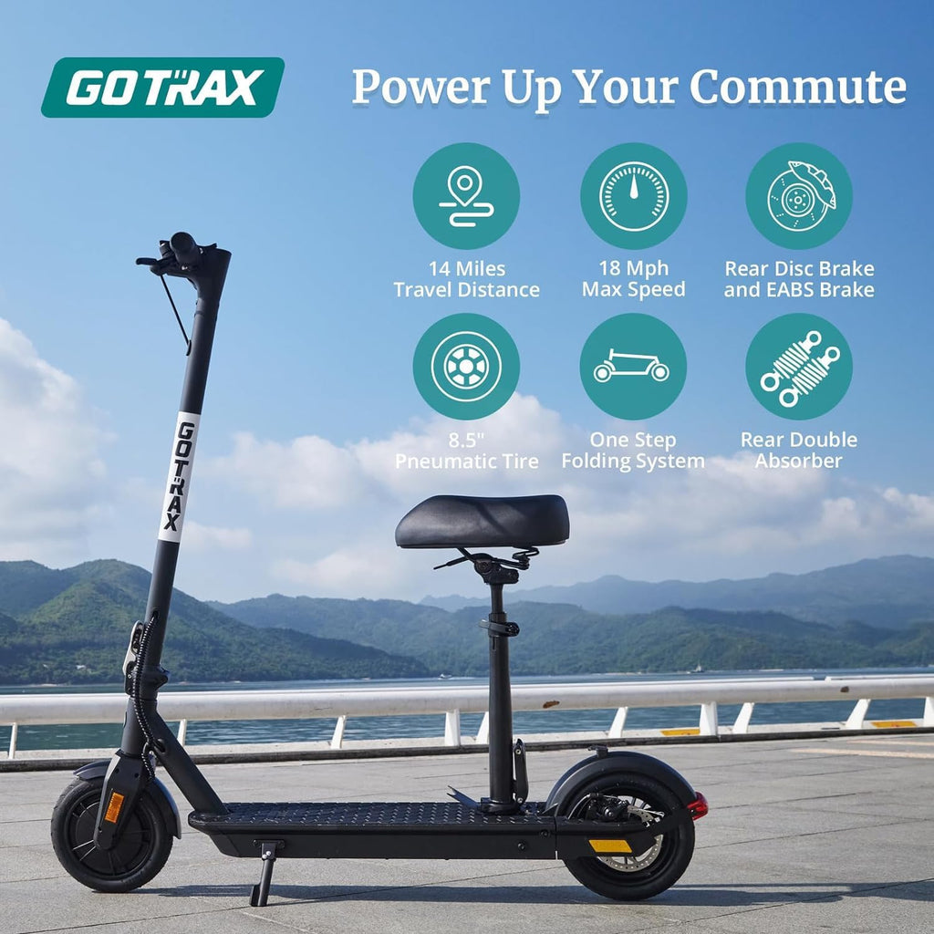 Patinete eléctrico para adultos, ruedas neumáticas de 8.5 pulgadas, alcance máximo de 14/18 millas, velocidad máxima de 15.5/18 MPH, motor de 300 vatios, con control de crucero, plegable