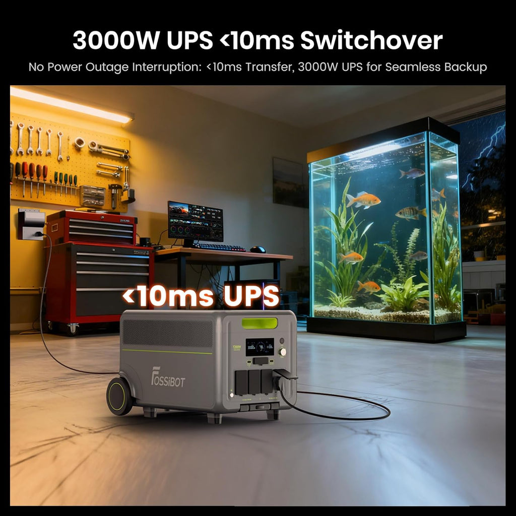 FOSSIBOT F7200 Station Électrique Portable 7200W, Batterie LiFePO4 5.2-15.6kWh, AC+Solair 5200W Max Entrée, UPS 3000W