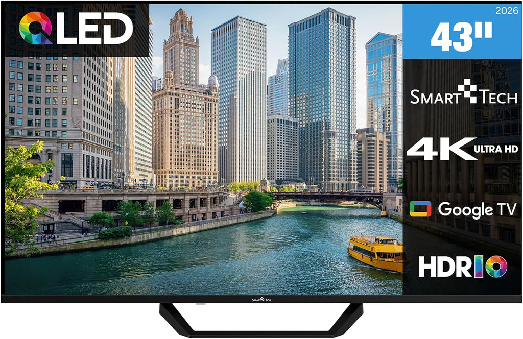 Smart Tech QLED 43QG06V2 Téléviseur Google TV HDR avec résolution 4K UHD, Bluetooth et Triple Tuner, Smart TV 43QG06V2 (2026)