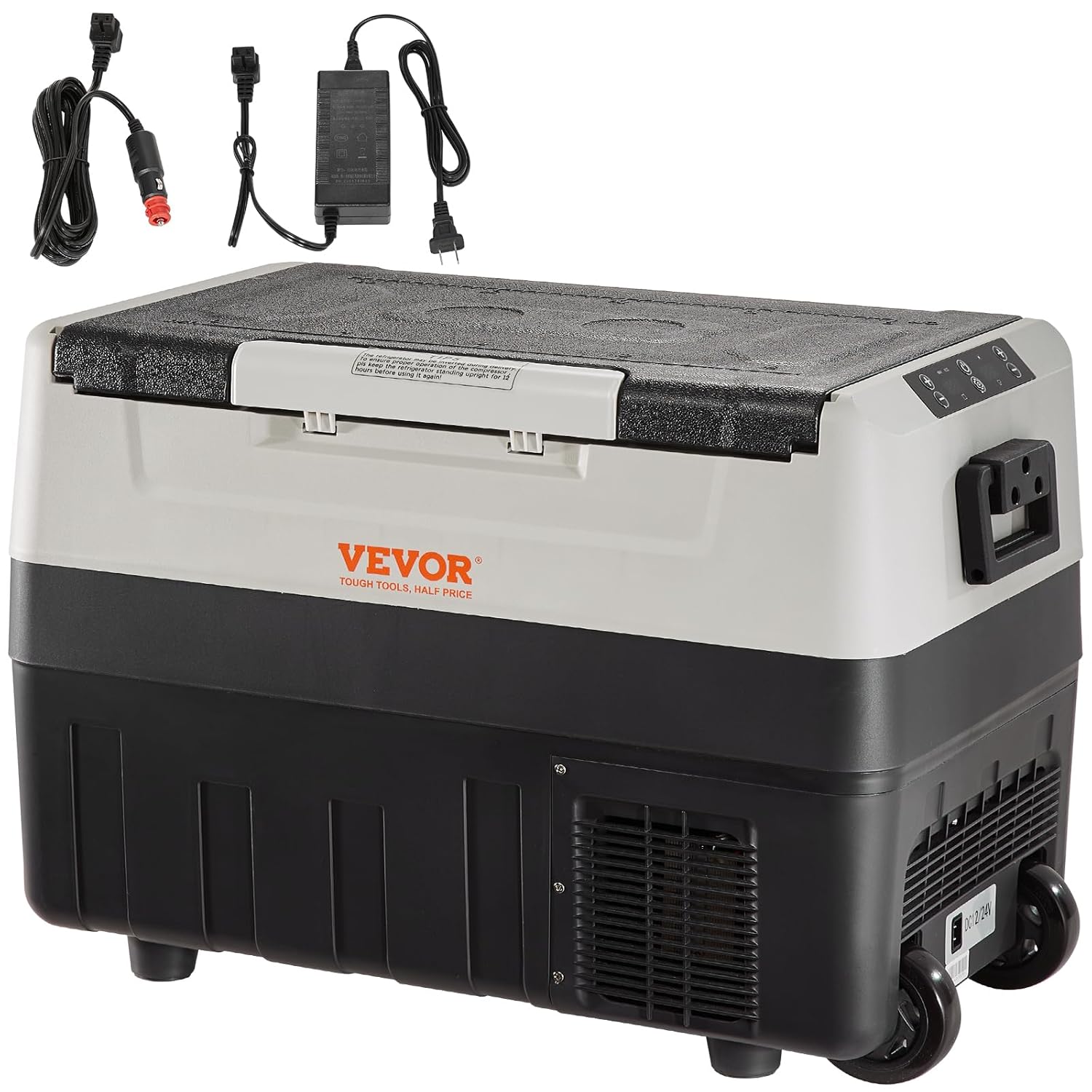 VEVOR Glacière Électrique Portable de 35 L Réfrigérateur de Voiture Portable 12/24 V CC 100-240 V CA Frigo Voiture Double Zone 0,6 kW.h -20 °C à 10 °C Réglable Congélateur pour Camion Bateau Camping