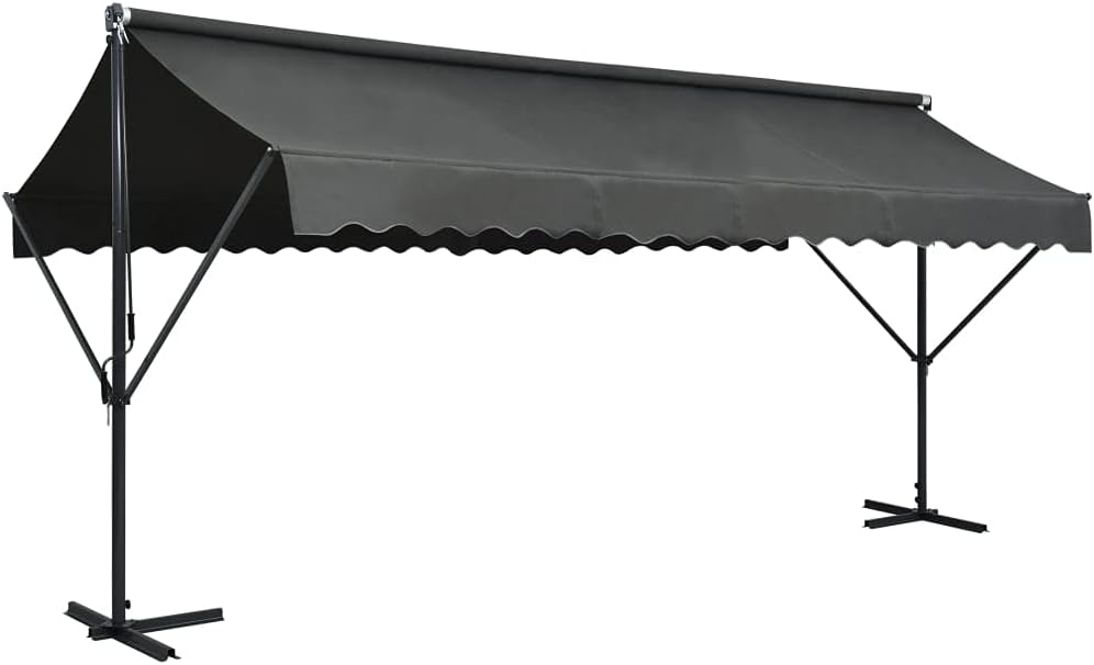 Festnight Store Double Pente 5 x 3 m Store banne Double Pente Store terrasse rétractable Inclinaison réglable pour Balcons Terrasse et Jardin-Anthracite-5 x 3 m