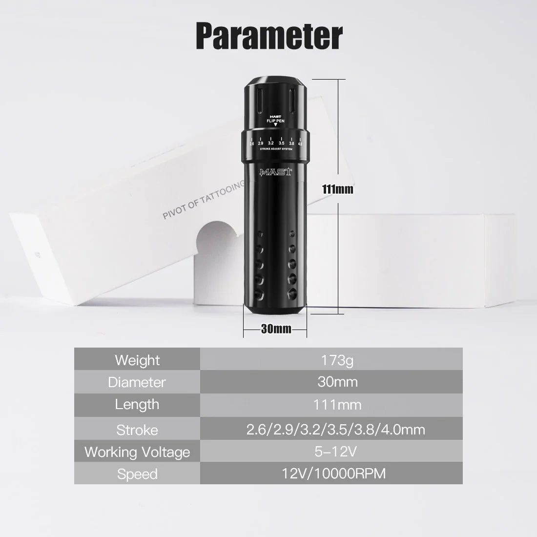 Máquina de Tatuaje Rotativa Mast Flip Tipo Bolígrafo con Kit de Batería Inalámbrica