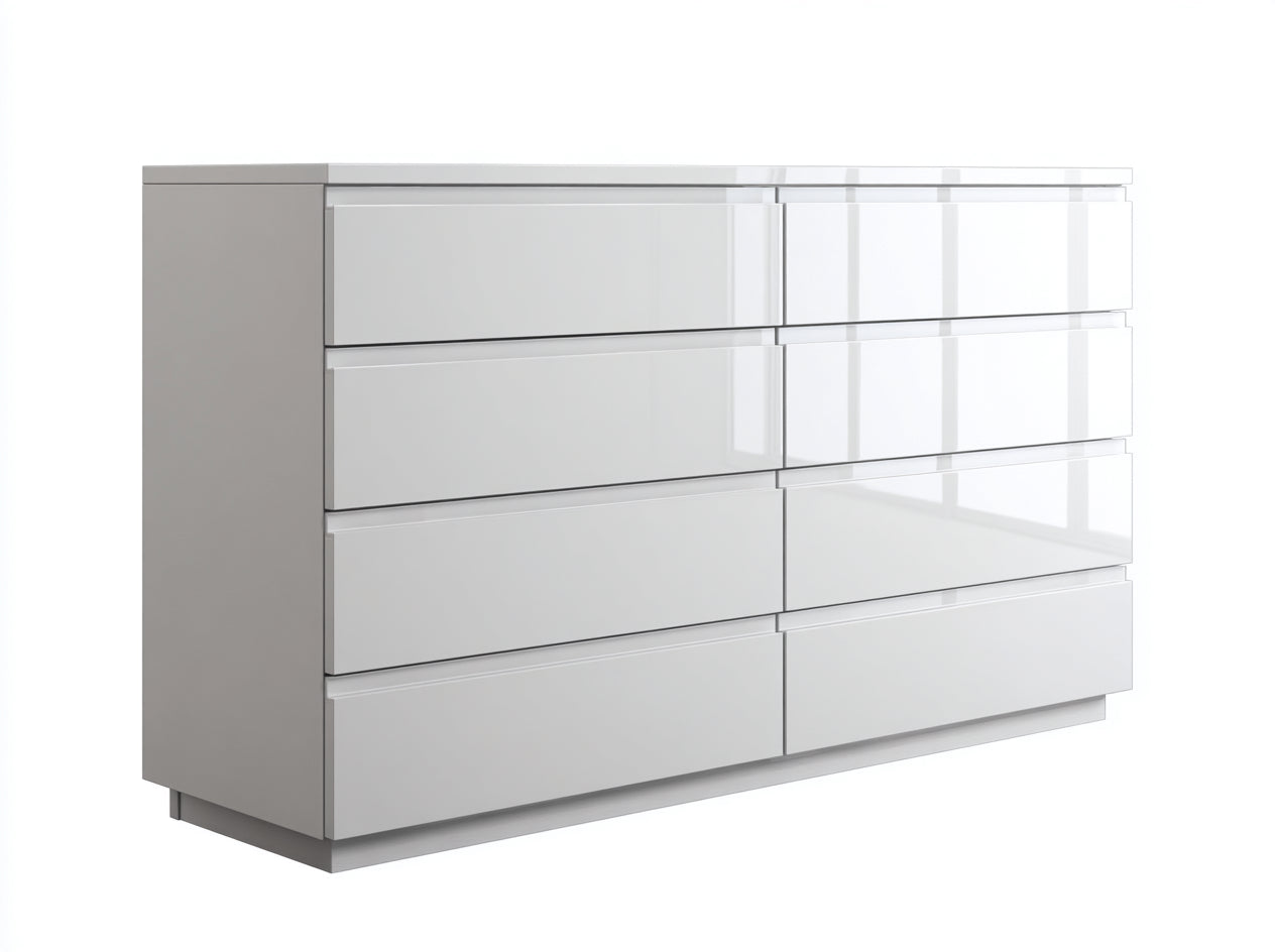 Commode 8 tiroirs 160x45x80 cm - Blanc - design moderne