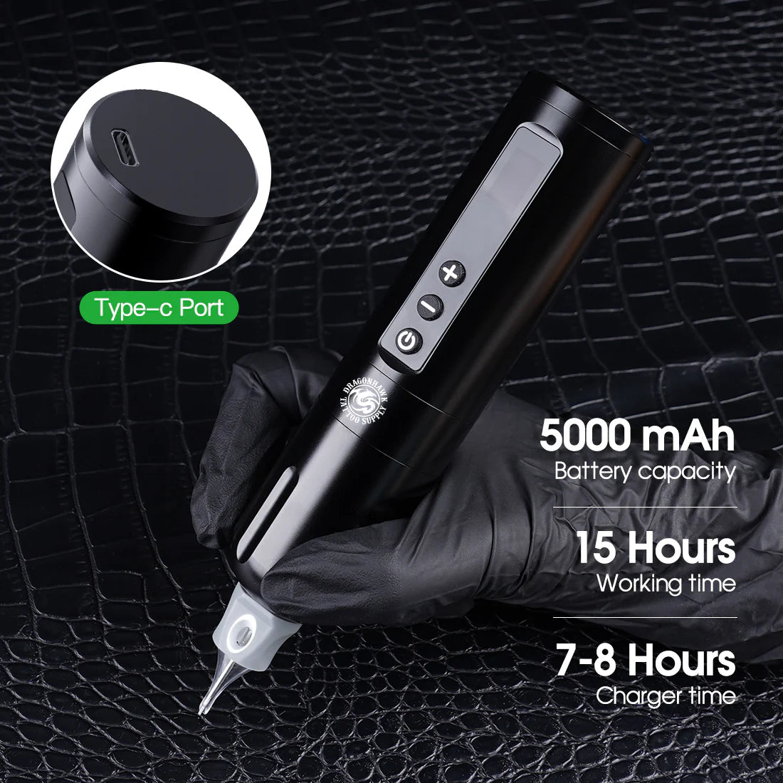 Kit para Principiantes Dragonhawk X10 Bolígrafo de Tatuaje Inalámbrico con Carrera de 3.5MM