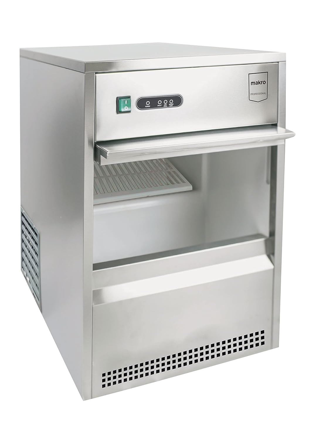 METRO Professional Machine à glaçons GIM1026B, Acier inoxydable, 42 x 51.4 x 65.5 cm, 170 W, 26 kg / 24 h, forme conique creuse, argentée