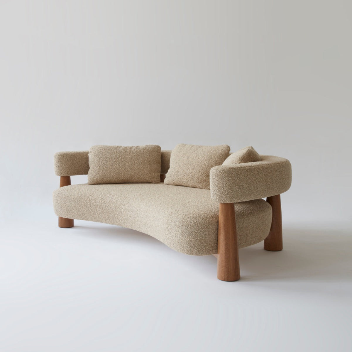 Faber 3 Seater Oak Wood Sofa White