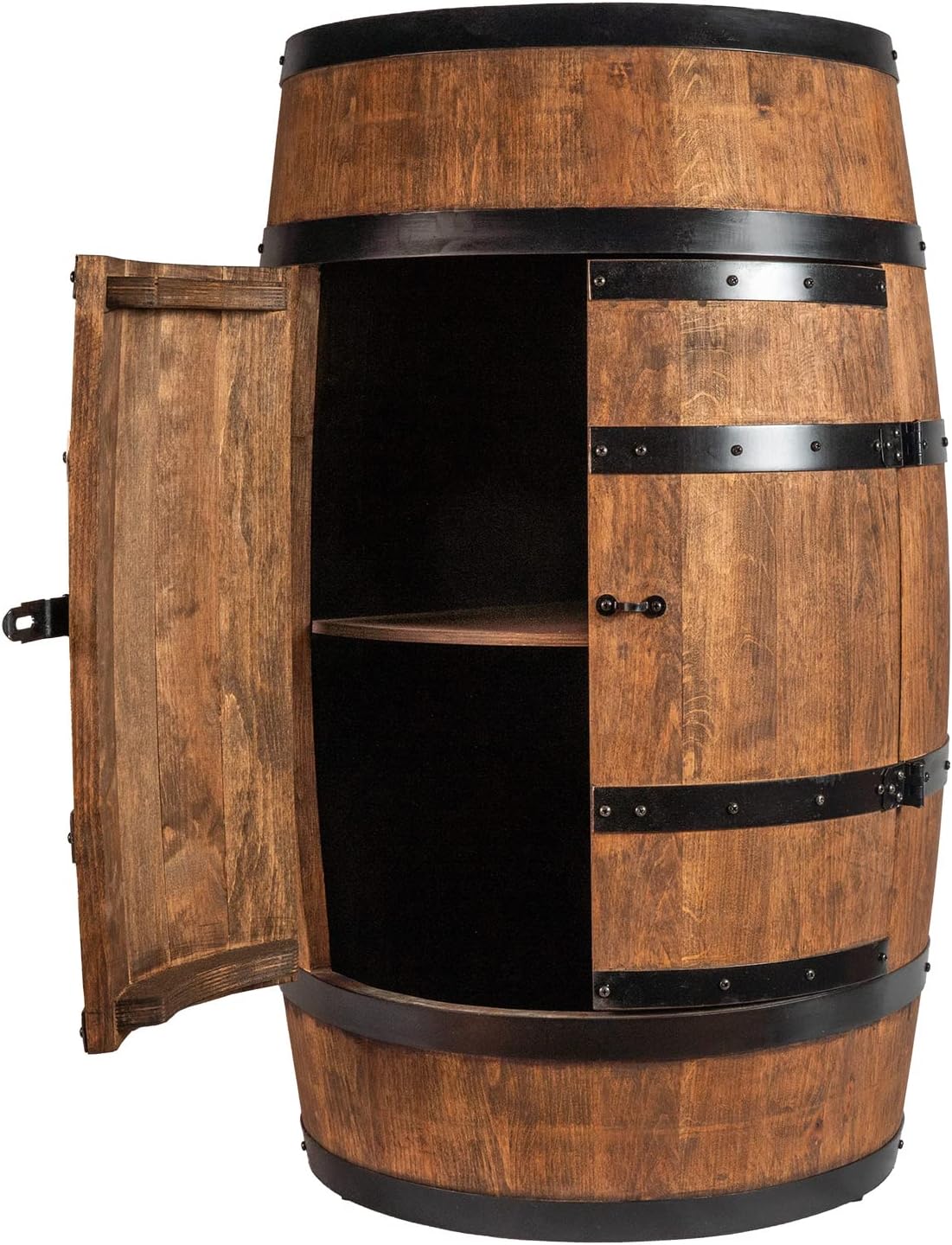 CREATIVE COOPER Tonneau à vin avec Porte - Armoire à Alcool - Étagère à Bouteilles en Bois - Baril en Bois - Vin Rack - Wineregal - Bar à vin - Baril avec Porte - minibar de 80 cm (wengé)