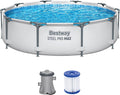 Bestway Steel Pro Max Frame Kit Piscine avec Pompe à Filtre Ø 305 x 76 cm, Gris Clair, Rond