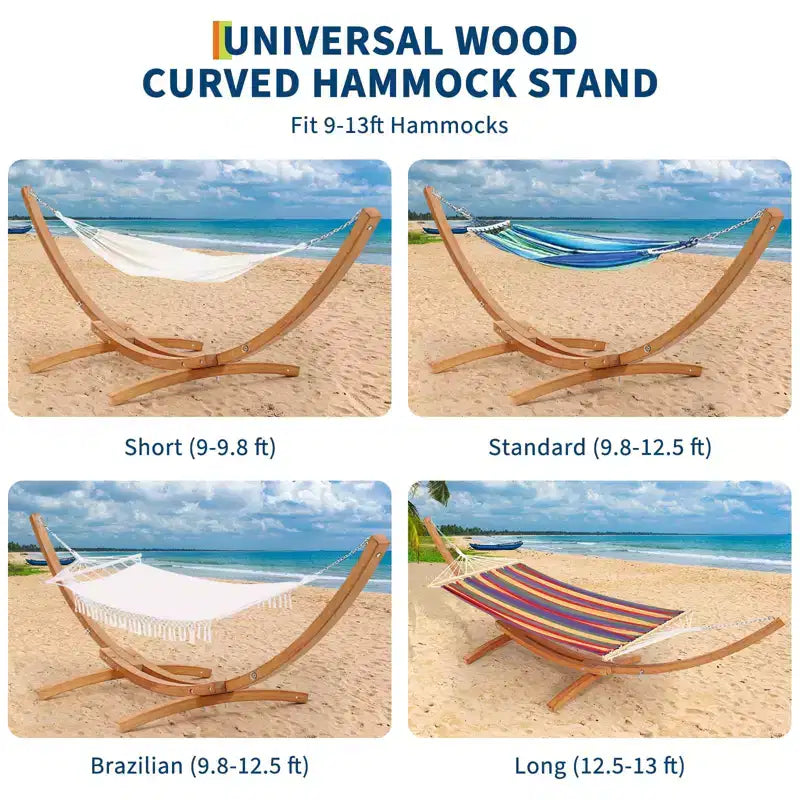 Hammock Stand, Heavy Duty Wood Outdoor Weatherproof Universal Stand - 475 Lbs Curved for Patio, Backyard, Indoor