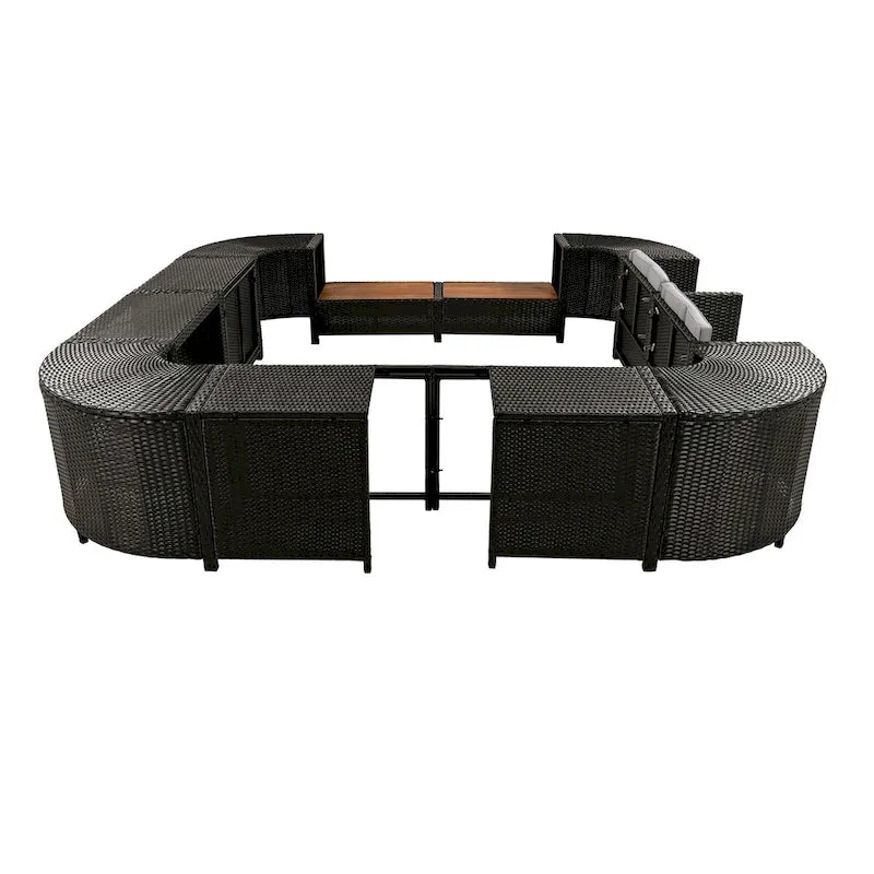 Spa Surround Spa Frame Quadrilateral Outdoor Rattan Sectional Sofa Set