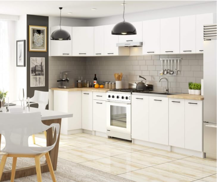 BDW Armoire de Cuisine OLIWIA S80 - Meuble Cuisine - Buffet - Panneau Stratifié 16 mm - Placage ABS - Design Moderne - Durable et Résistant à l'usure - Facile à Assembler - 3 Tiroirs - 80 cm - Blanc