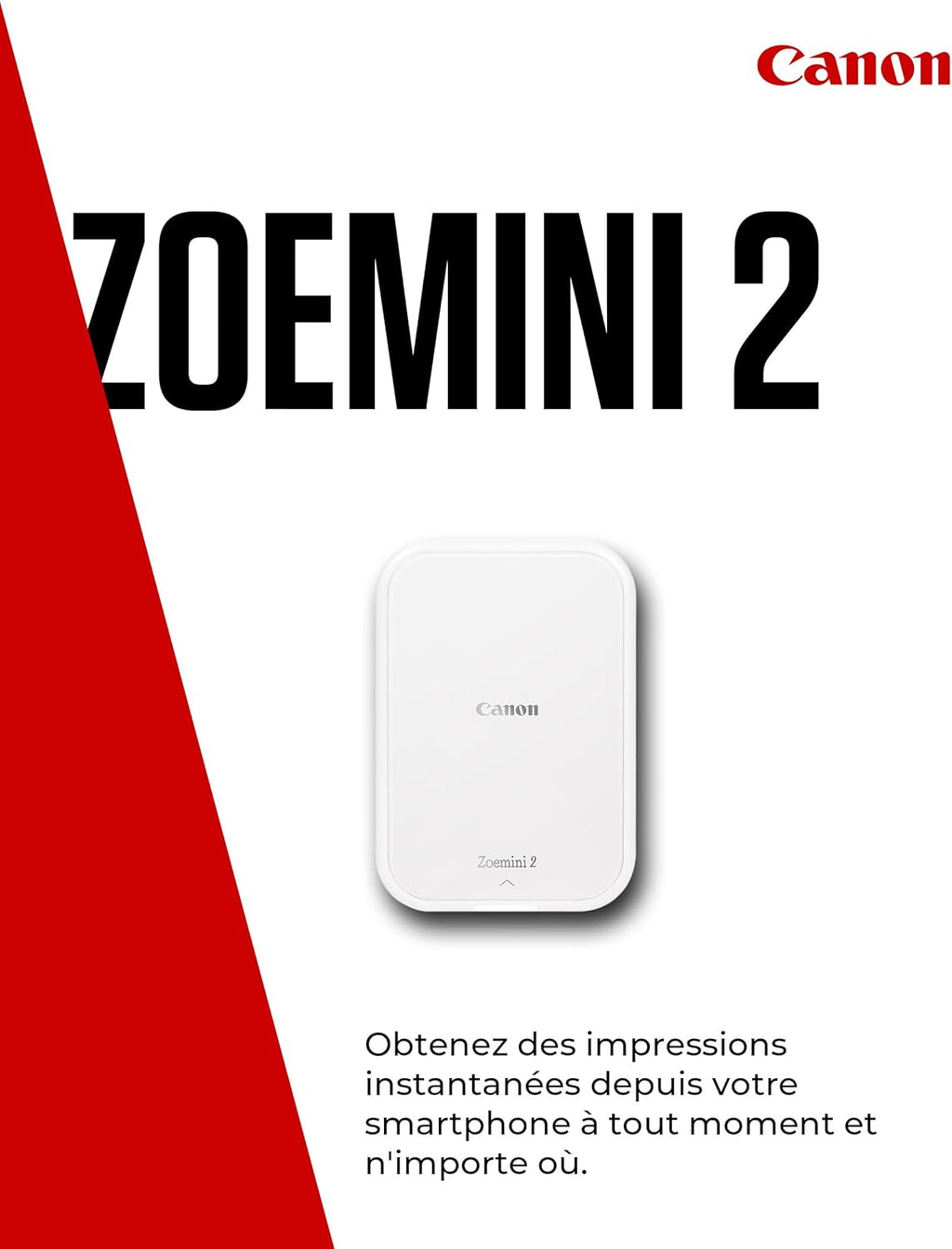 Canon Zoemini 2 Imprimante Photo Portable - Mini Imprimante Portable - Mini Imprimante Photo - Compacte et sans Fil - Bluetooth 5.0 et Charge Rapide Type-C - Imprimante de Voyage, Perle Blanche