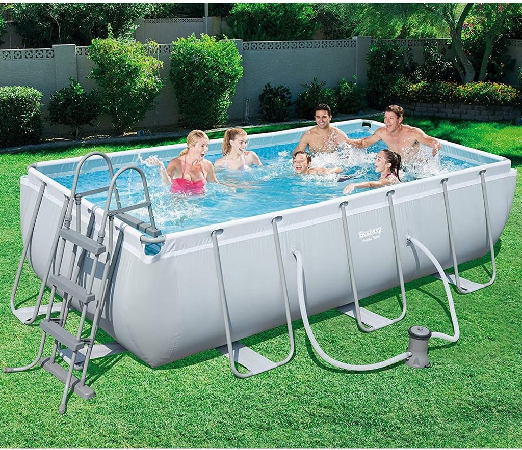 Bestway Power Steel Rectangular Pools, Grey