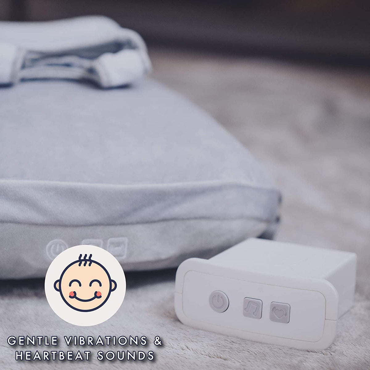 Babocush – Cojín de Confort para Recién Nacido con Suave Vibración y Sonido de Latido del Corazón