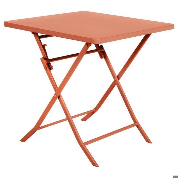 Table de jardin pliante carrée "Greensboro" pétrole 2 places en acier traité époxy - Hespéride