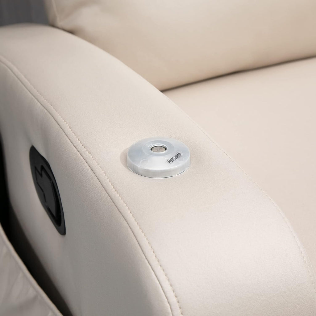 HOMCOM Sillón de Masaje con 8 Puntos de Masaje Sillón Relax Eléctrico Sofá Relax con 4 Modos Reclinación 145° Mando a Distancia Mesita 2 Bolsillos Laterales y Posavasos 77x93x105 cm Beige