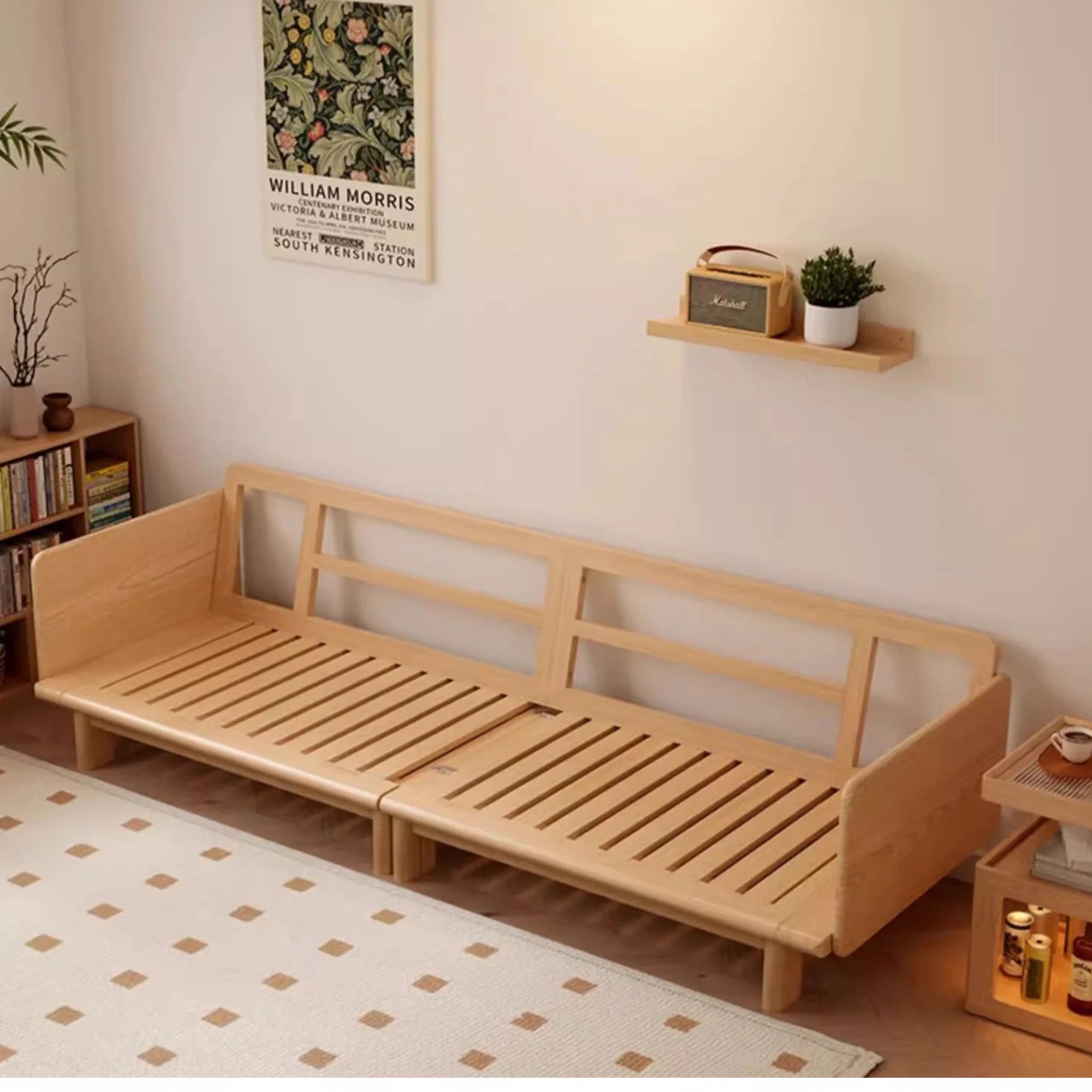 Japandi Solid Wood Sofa Bed