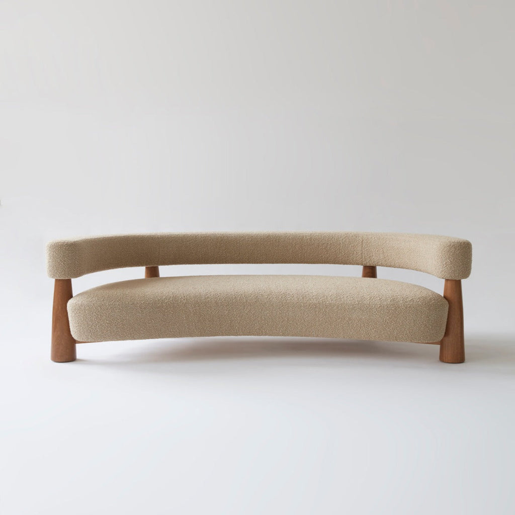 Faber 3 Seater Oak Wood Sofa White