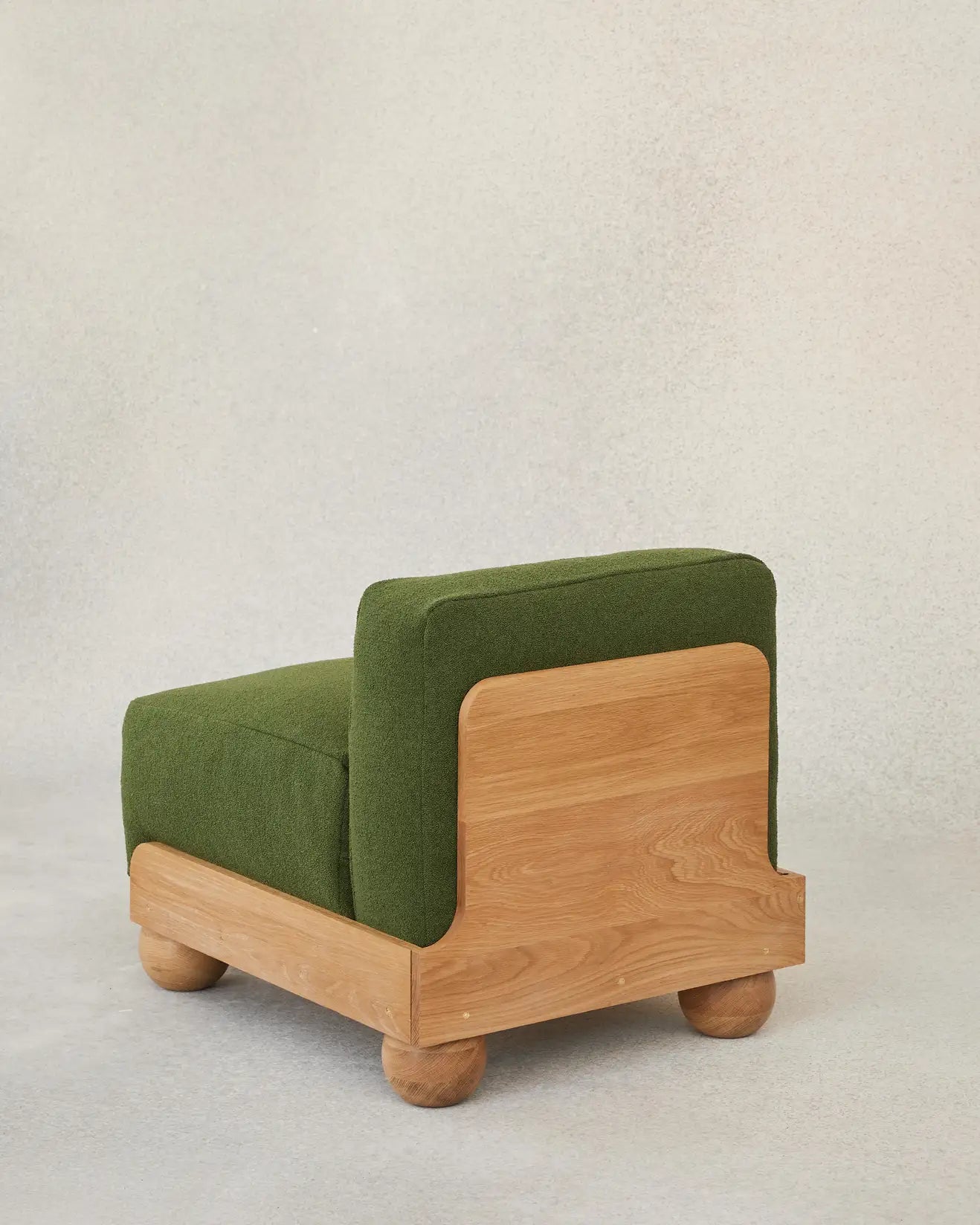 Batson Oak Wood & Velvet 1 Seater Sofa Green
