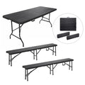 Ensemble Table et 2 Bancs Pliante - Sleivant Table de Jardin 6-8 Personnes - Table Camping Exterieur (1xTable +2 Bancs)