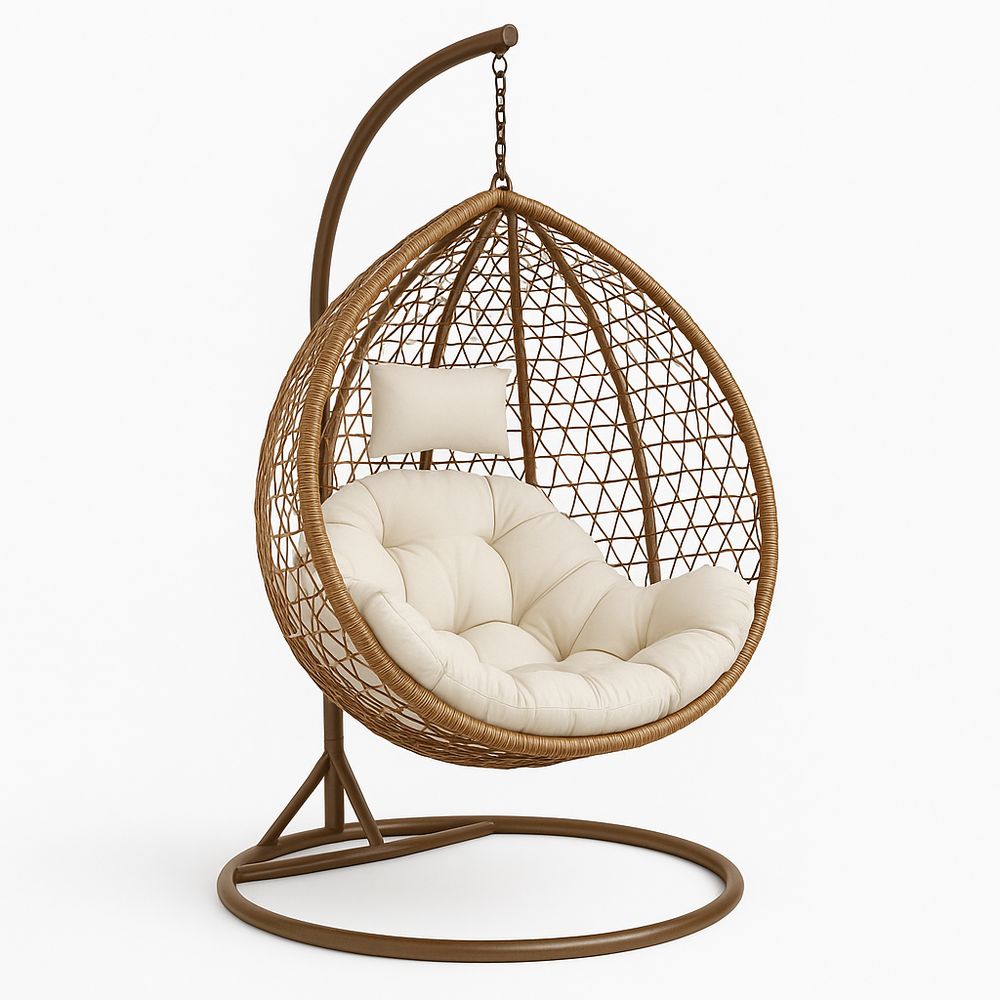 Fauteuil suspendu œuf avec coussin repose-tête, 200x100x100 cm